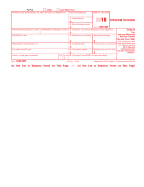 IRS Form 1099-INT 2010