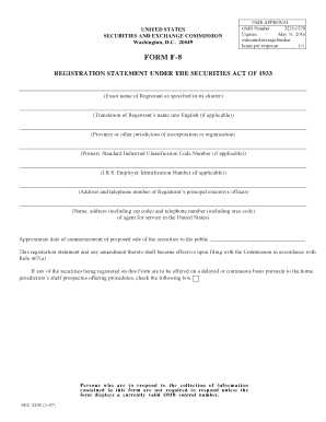 Form F-8 Registration Statement