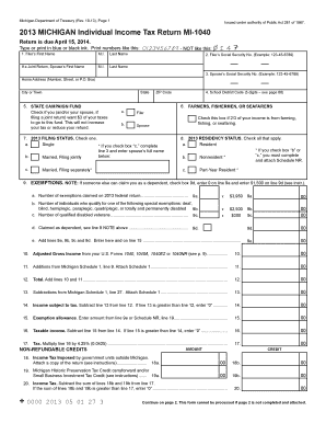 Michigan Individual Income Tax Return MI-1040