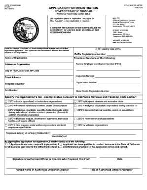 California Nonprofit Raffle Registration Form