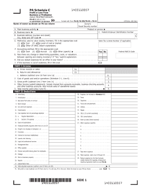 PA Schedule C Profit or Loss Form