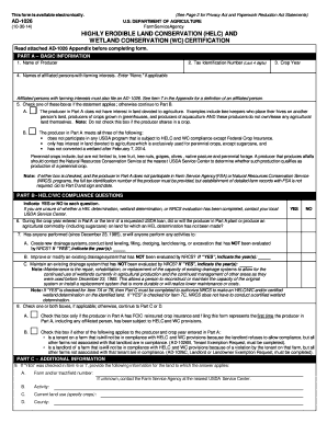 USDA Highly Erodible Land Conservation Certification