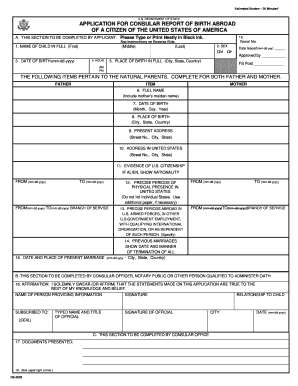 Application for Consular Report of Birth Abroad