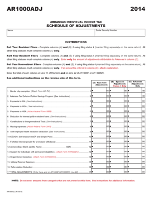 Arkansas Individual Income Tax Schedule of Adjustments