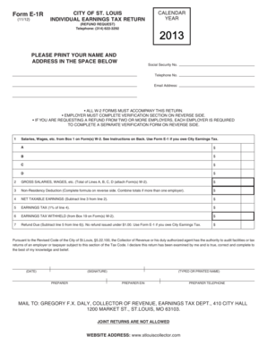 City of St. Louis Individual Earnings Tax Return