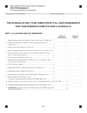 Rhode Island Nonresident Tax Calculation Form