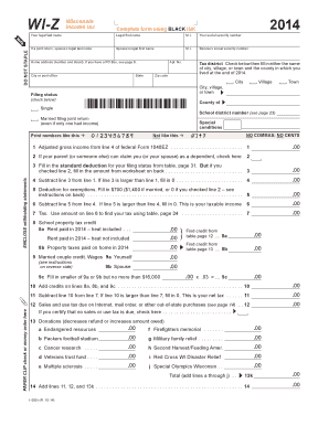 Wisconsin Income Tax Form WI-Z 2014