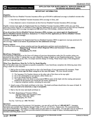 Application for Supplemental Service-Disabled Veterans Insurance