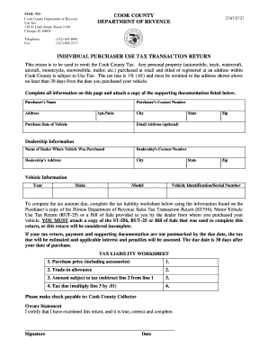Cook County Individual Purchaser Use Tax Transaction Return