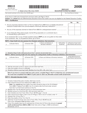 Kentucky Education Tuition Tax Credit Form 8863-K