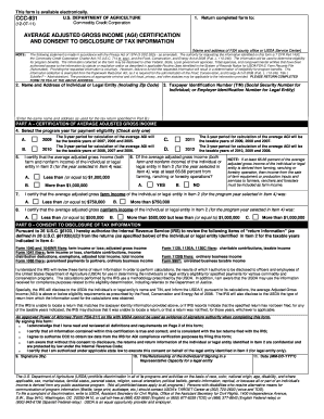 Average Adjusted Gross Income Certification Form