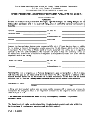 Rhode Island Independent Contractor Designation Form