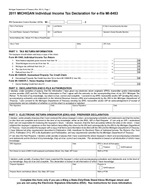 Michigan Individual Income Tax Declaration for e-file