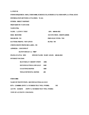US Federal Tax Return Form 1040A