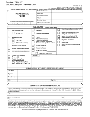 USPTO Transmittal Letter Form