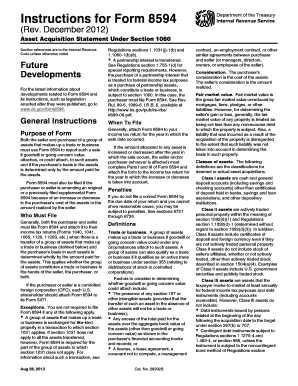 Form 8594 Asset Acquisition Statement