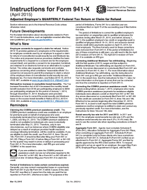 Form 941-X Adjusted Employer's Quarterly Federal Tax Return