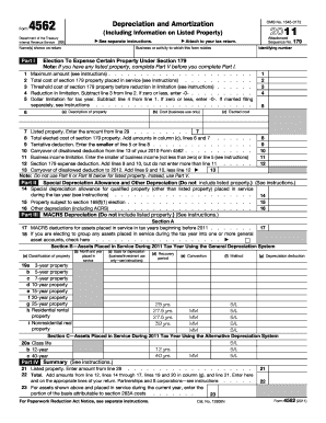 IRS Form 4562 Depreciation and Amortization