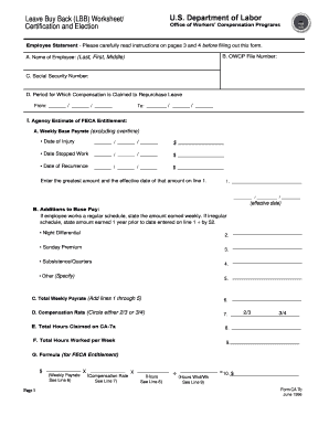 Leave Buy Back Worksheet Form CA-7B