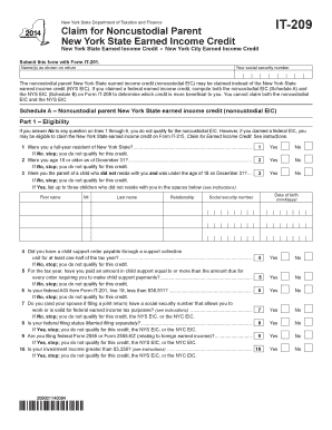 New York State Noncustodial Parent Earned Income Credit Form IT-209