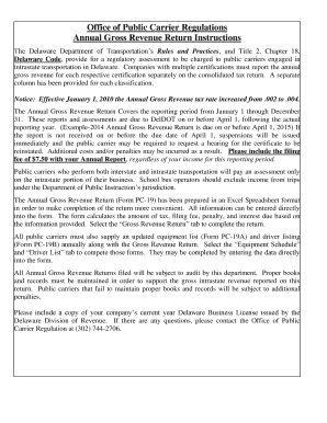 Delaware Annual Gross Revenue Return