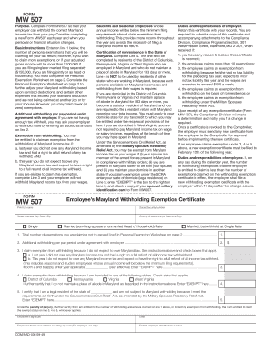 Maryland Withholding Exemption Certificate