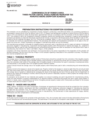 Pennsylvania Three-Factor Capital Stock Tax Form