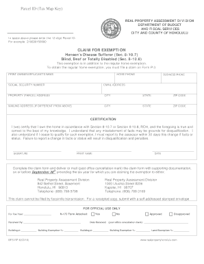 Hawaii Disability Exemption Form