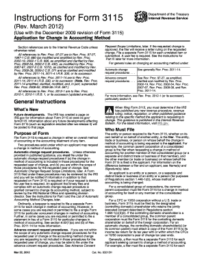 IRS Form 3115 Application for Change in Accounting Method