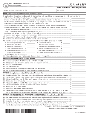 Iowa Minimum Tax Computation Form