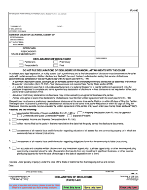 California Declaration of Disclosure
