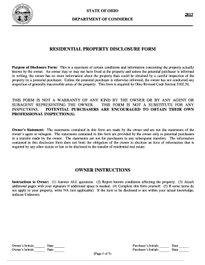 Ohio Residential Property Disclosure Form