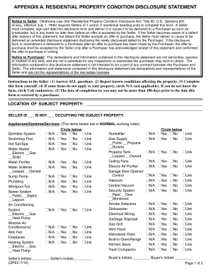 Oklahoma Residential Property Condition Disclosure Statement