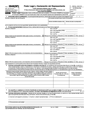 Formulario 2848(SP) Poder Legal y Declaración del Representante