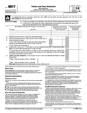 Form 8917 Tuition and Fees Deduction
