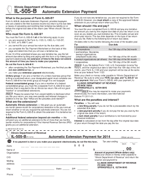 Illinois Automatic Extension Payment Form IL-505-B