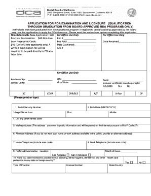 California RDA Examination and Licensure Application