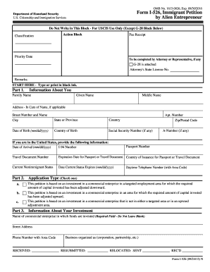 USCIS Form I-526 Immigrant Petition by Alien Entrepreneur