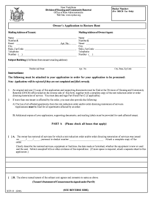 New York Rent Restoration Application