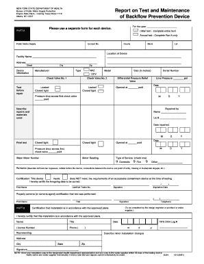 New York Backflow Prevention Device Test Report