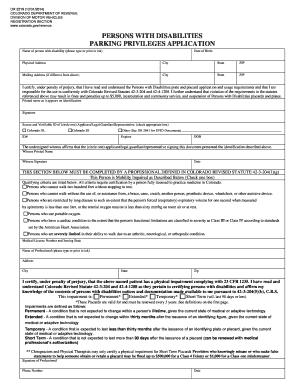 Colorado Disability Parking Privileges Application