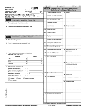 Schedule K-1 Form 8865 2009