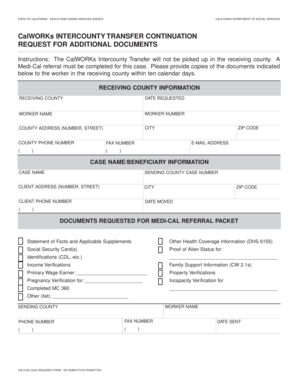 California CalWORKs Intercounty Transfer Request