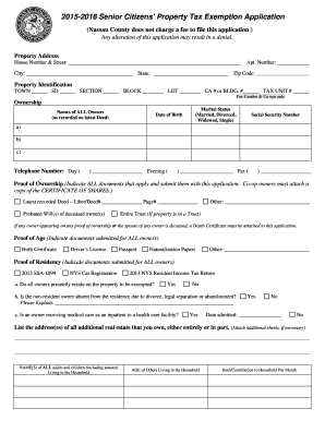 Nassau County Senior Citizens' Property Tax Exemption Application