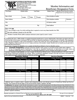 Illinois TRS Beneficiary Designation Form
