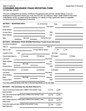 California Insurance Fraud Reporting Form