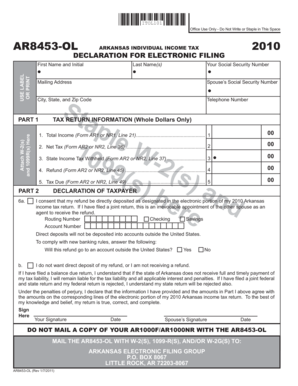Arkansas Individual Income Tax Form 2010