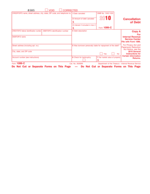 Form 1099-C Cancellation of Debt