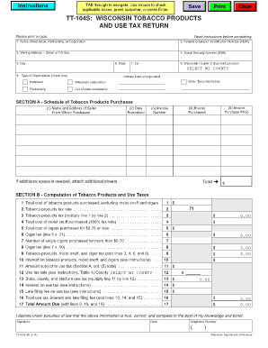 Wisconsin Tobacco Products and Use Tax Return