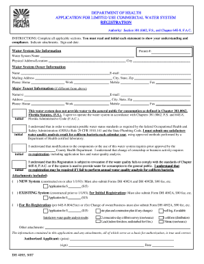 Florida Limited Use Commercial Water System Registration